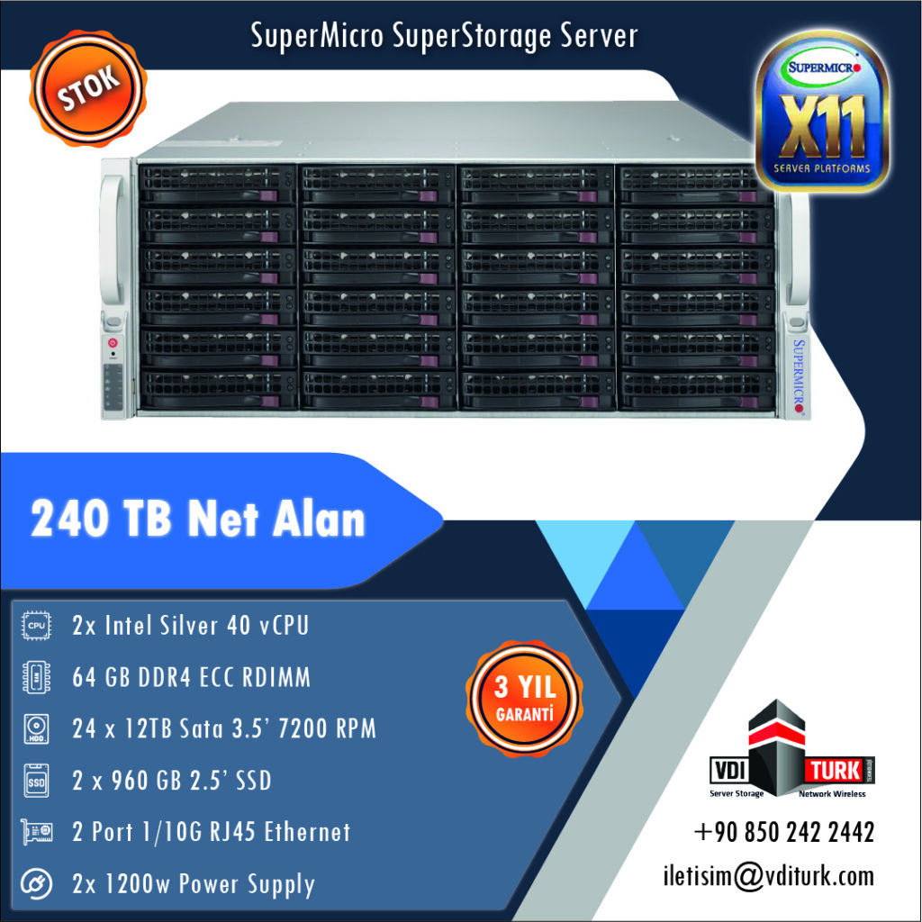 Supermicro Türkiye
Supermicro Storage 240 TB
Supermicro Server Storage